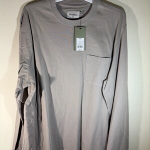 Goodfellow & Co Men's Tan/Taupe Long Sleeve Shirt pocket T shirt work shirt